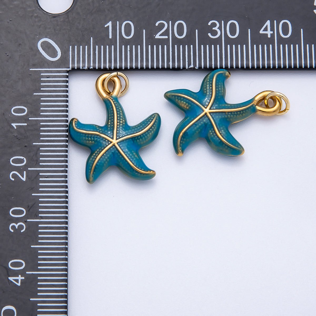 PVD Stainless Steel 22mm Blue Ocean Starfish Enamel Charm | Charms-00704