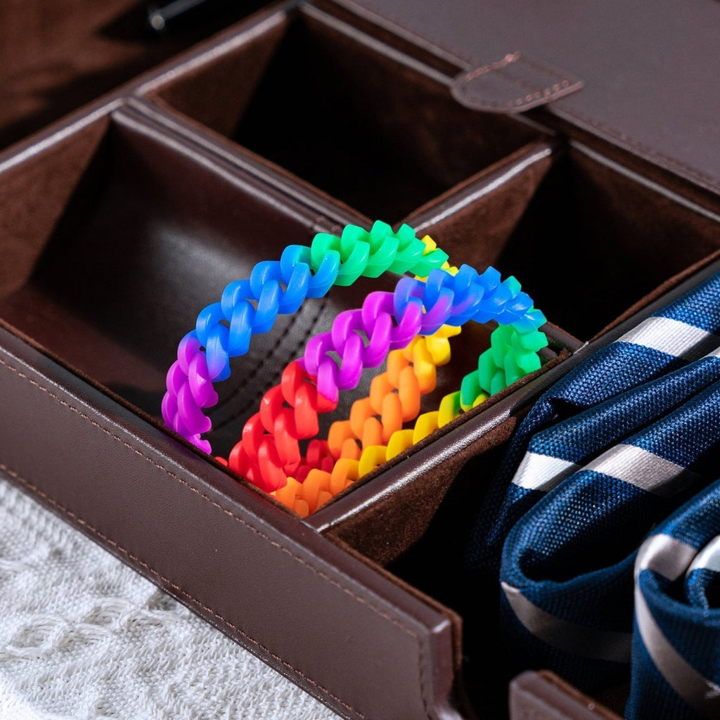 5/25/50/100 Bulk Rainbow Chain Link Silicone Bracelets