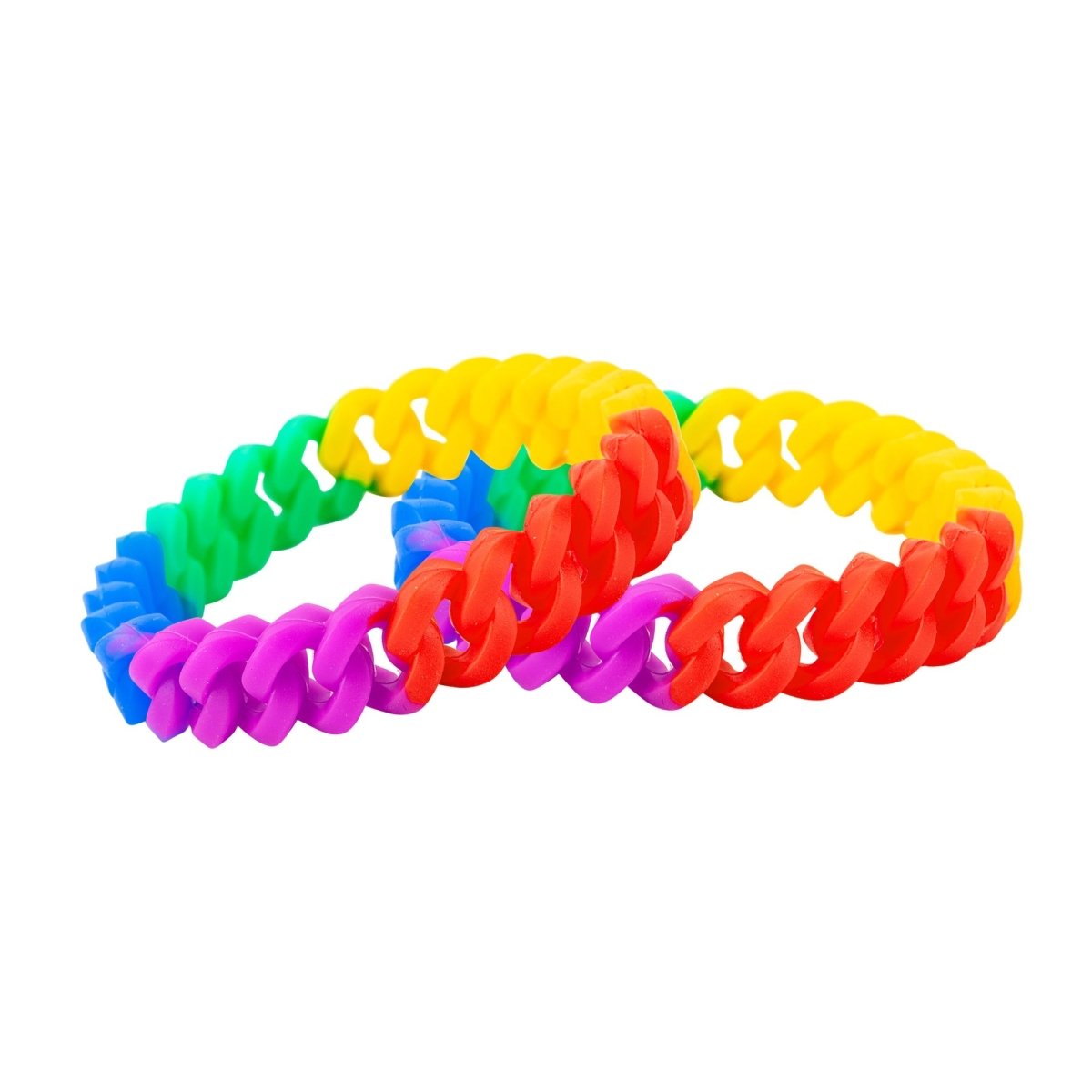 5/25/50/100 Bulk Rainbow Chain Link Silicone Bracelets
