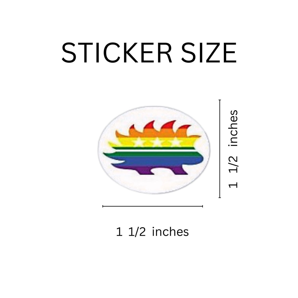 250 Rainbow Porcupine Libertarian Stickers (250 per Roll)