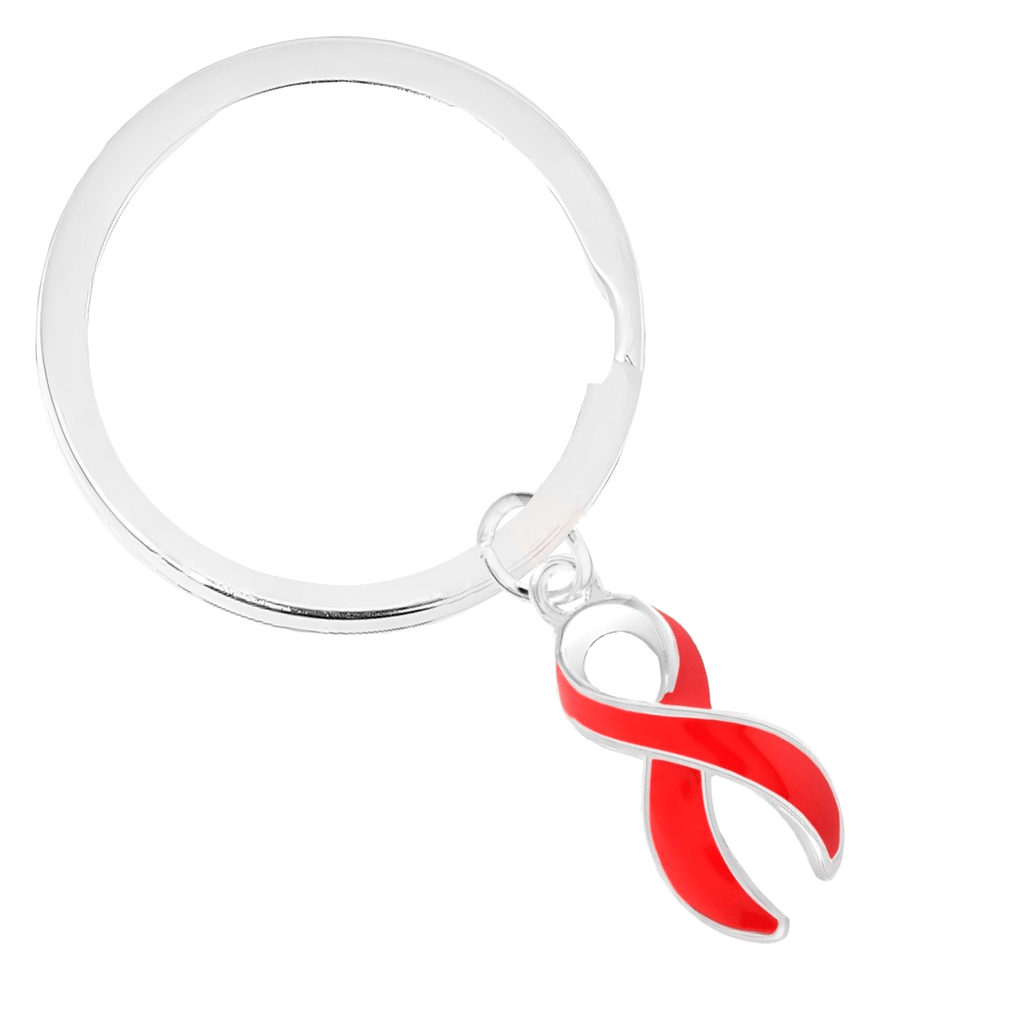 5/10/25/100 Bulk Red Ribbon Split Style Key Chains