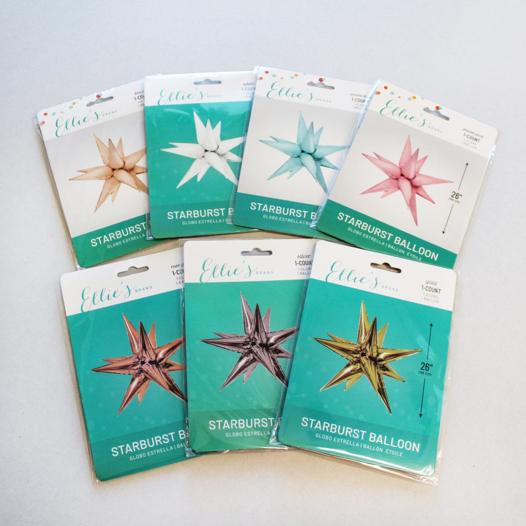 Rose Gold Starburst Cluster Balloon | Chrome Metallic Foil Star