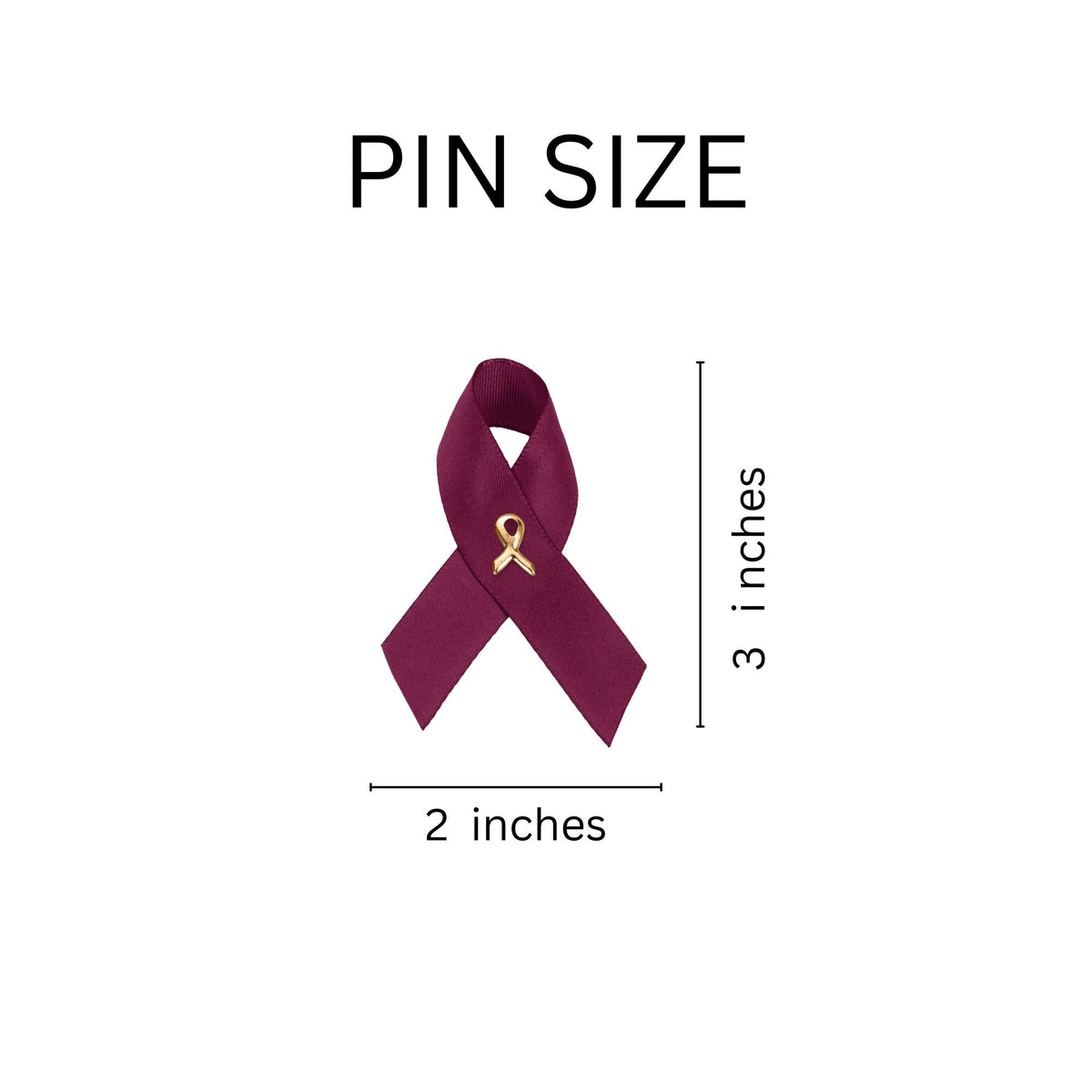 1/25/100/500 Bulk Satin Burgundy Ribbon Awareness Pins