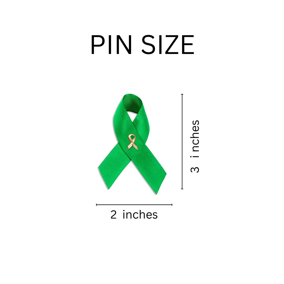 10/25/100/500 Pack Satin Green Ribbon Pins