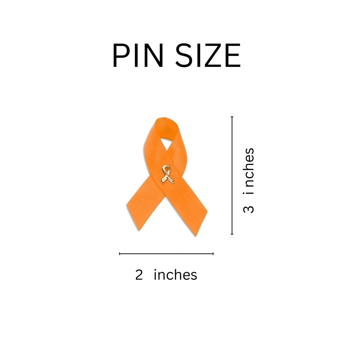 1/25/100/500 Bulk Satin Orange Ribbon Awareness Pins