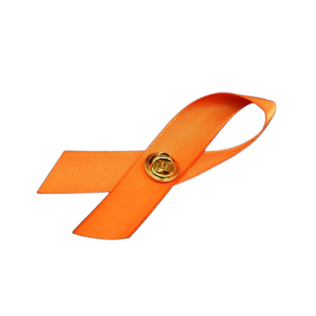 1/25/100/500 Bulk Satin Orange Ribbon Awareness Pins