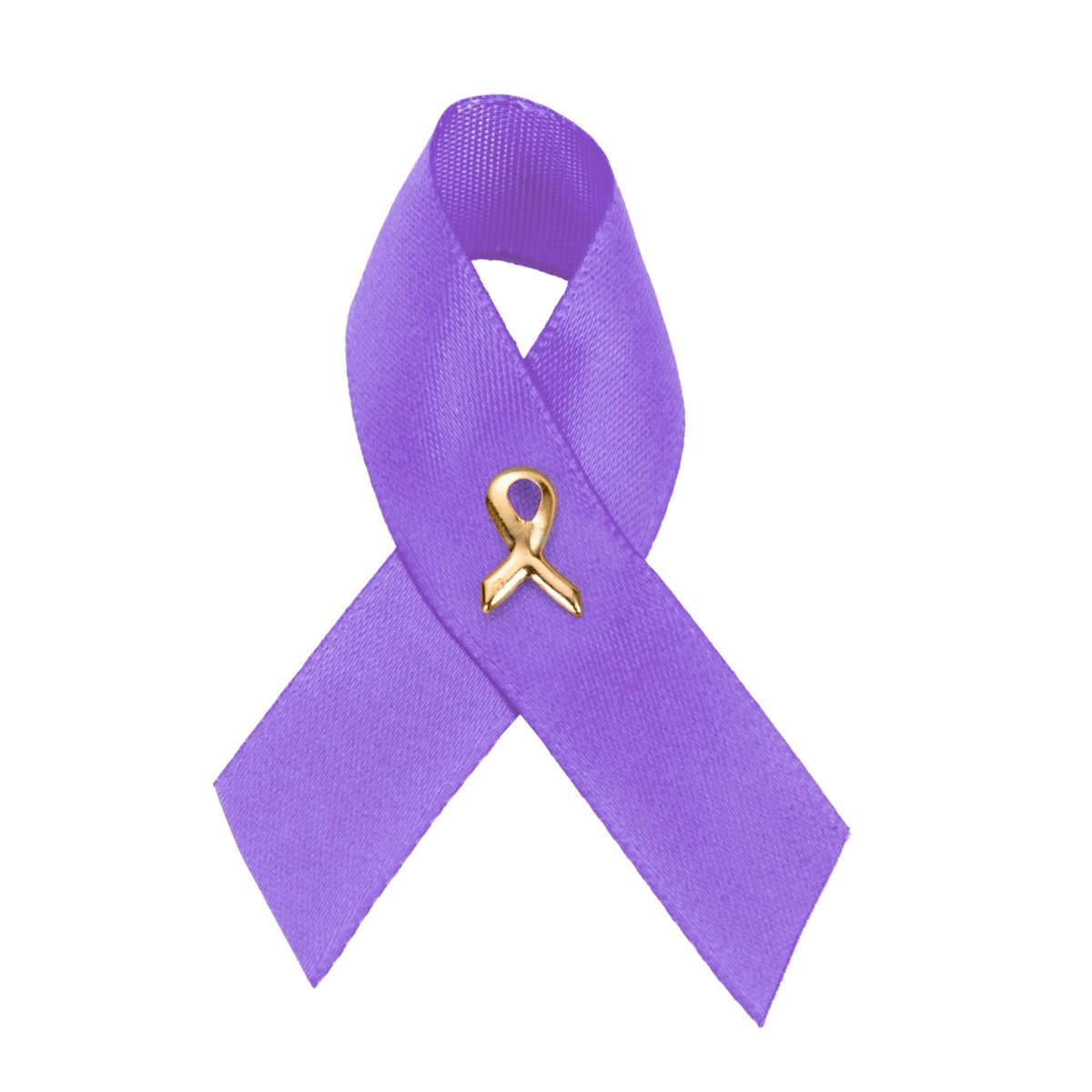 10/25/100/500 Pack Satin Purple Ribbon Awareness Pins