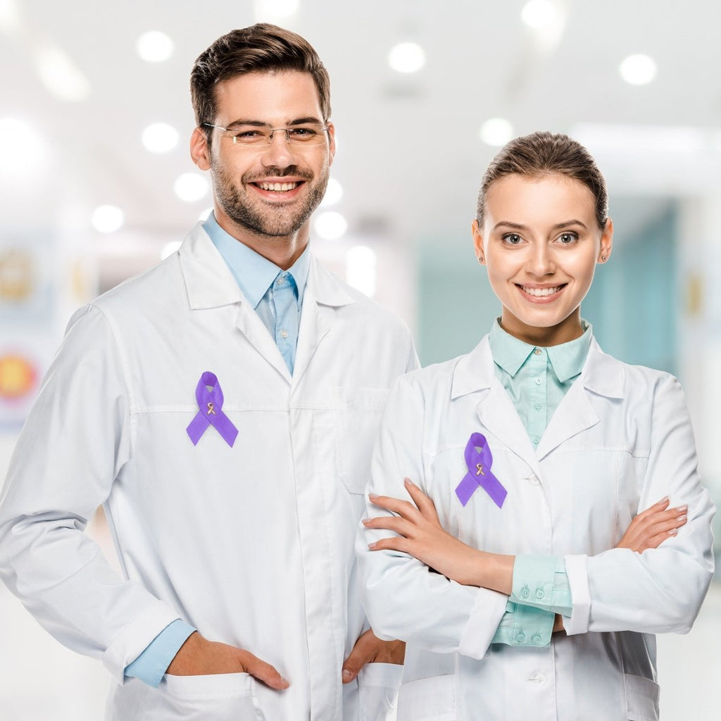 10/25/100/500 Pack Satin Purple Ribbon Awareness Pins