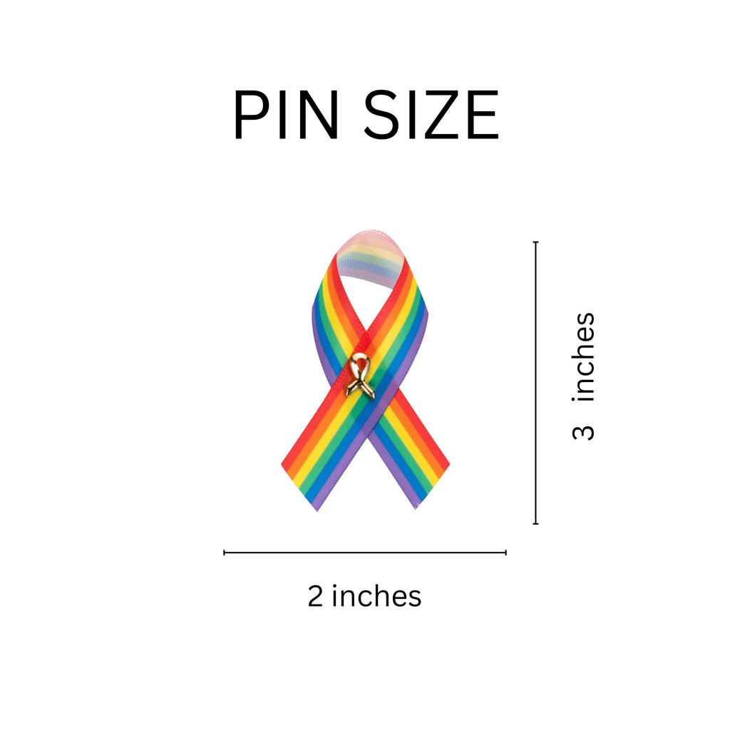 10/25/100/500 Pack Satin Rainbow Ribbon Pins
