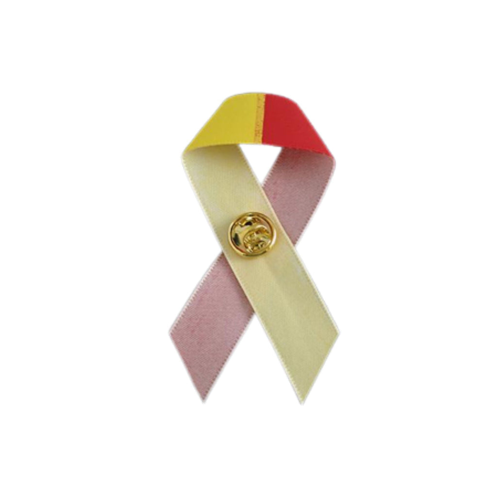 1/25/100/500 Bulk Satin Red & Yellow Ribbon Pins