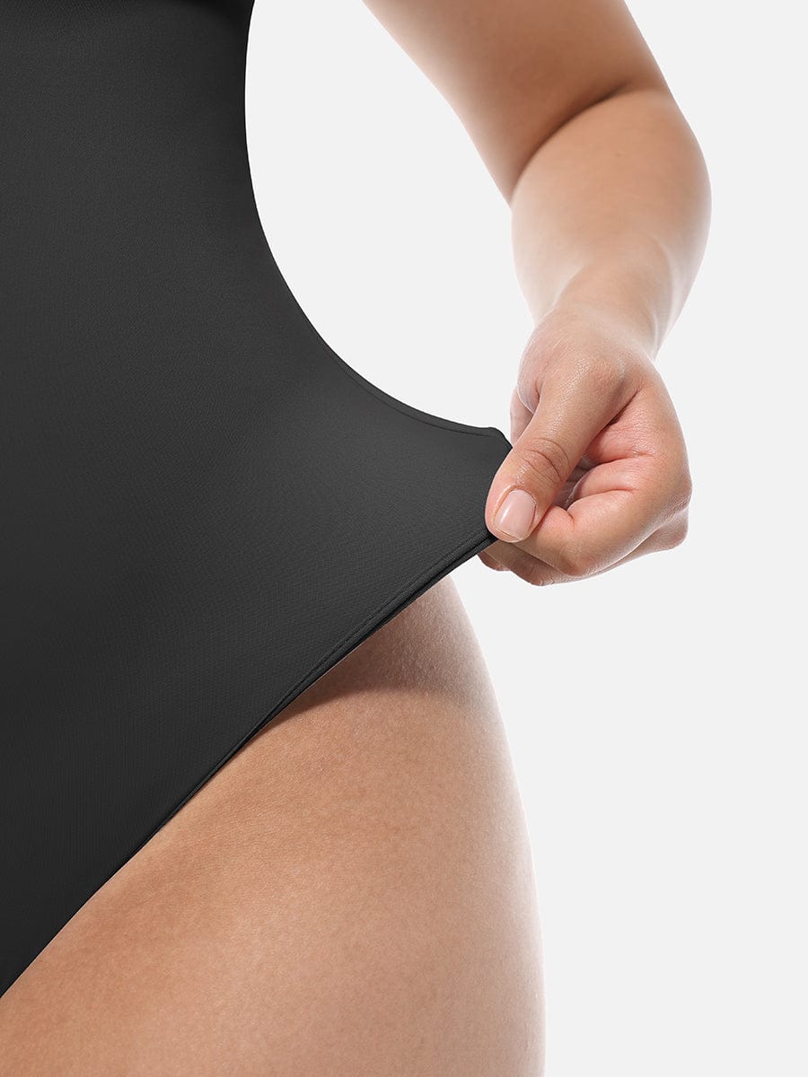Square-Neck Short-Sleeve Tummy Control Bodysuit