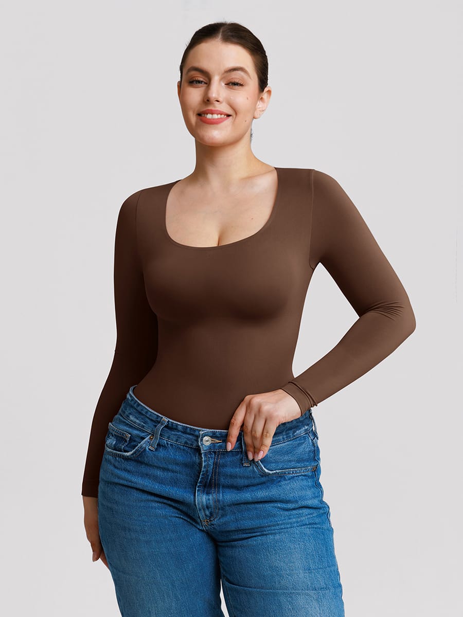 Buttery-Soft Seamless Scoop-Neck Tummy Control Brief Bodysuit