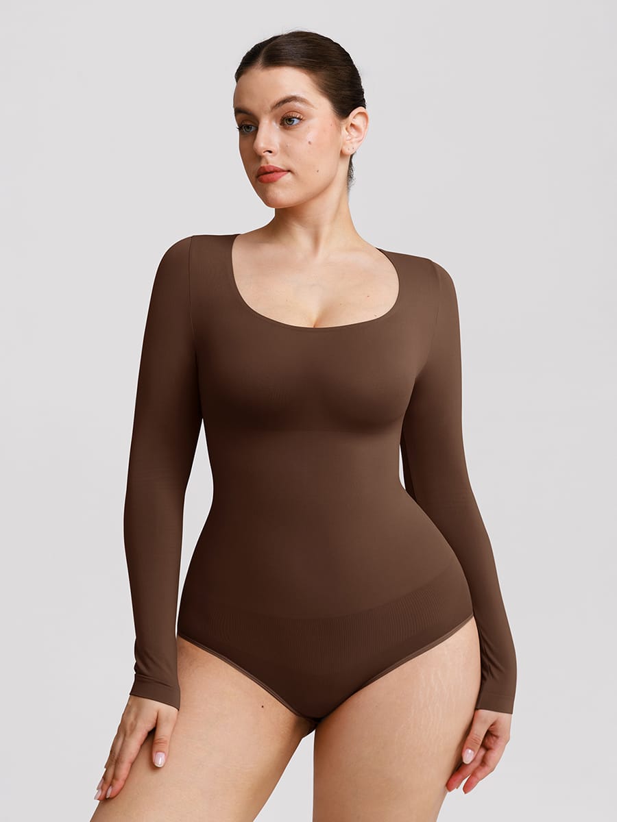 Buttery-Soft Seamless Scoop-Neck Tummy Control Brief Bodysuit