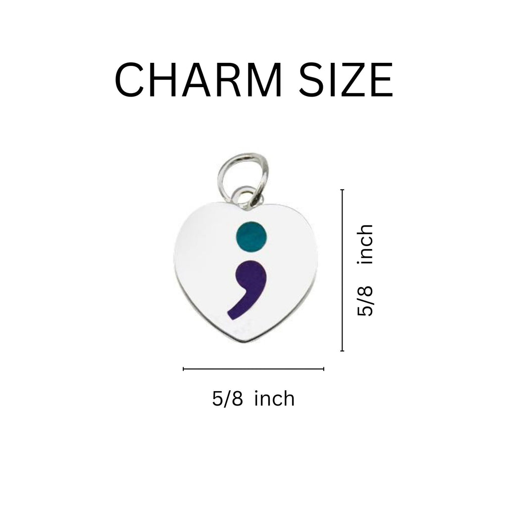 Semicolon Suicide Prevention Awareness Heart Key Chains