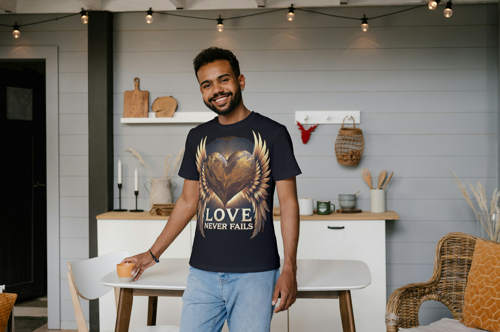 Love Never Fails | Winged Heart Tee | Faith, Love & Timeless Truth