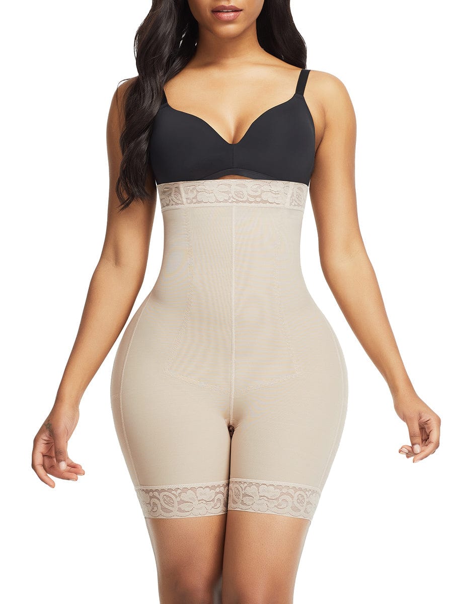 Lace-Trim High-Waist Shaper Shorts