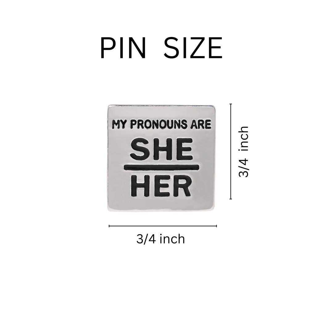 5/10/25/100 Silver My Pronouns Are She Her Pins