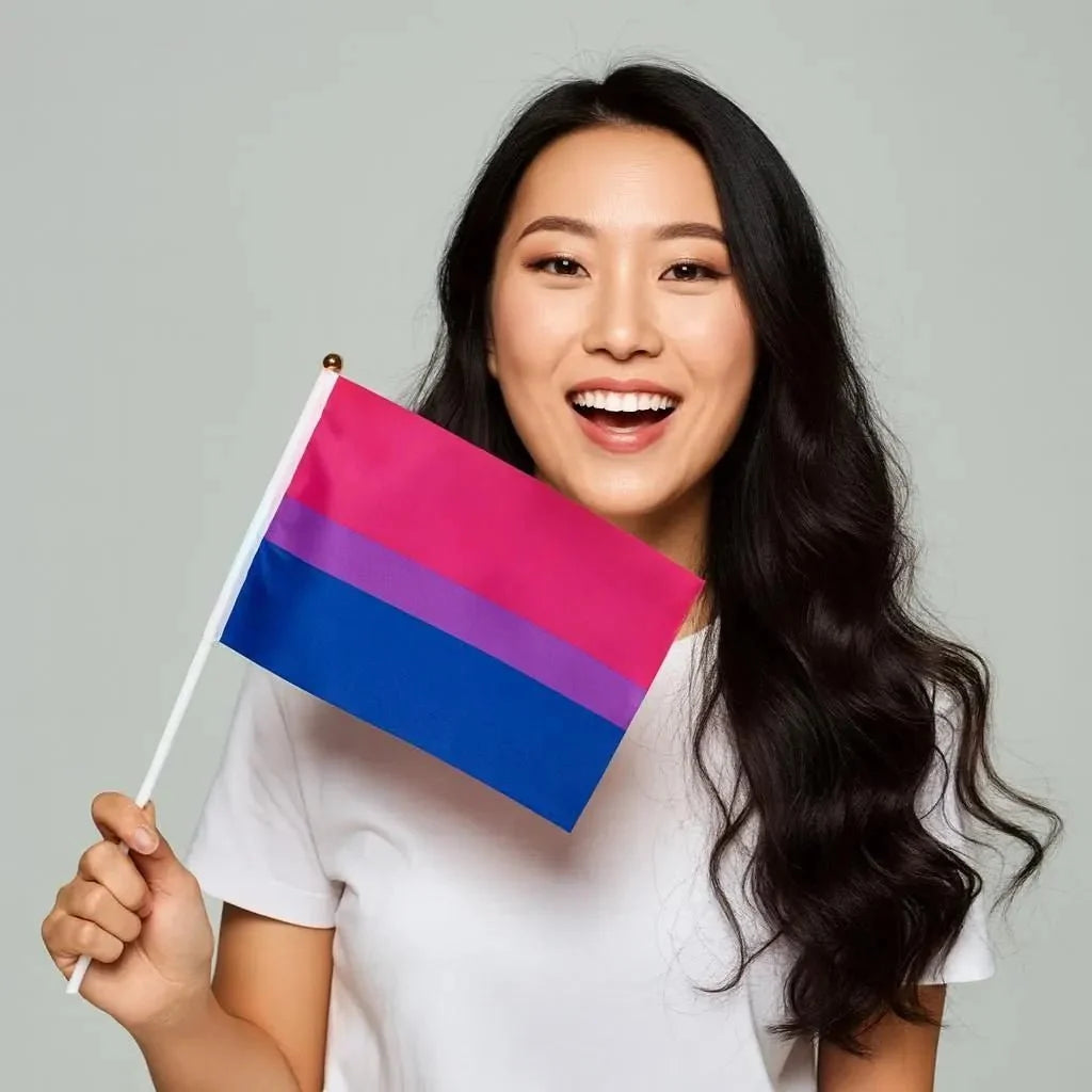 5/25/50/100 Bulk Small Bisexual Flags on a Stick