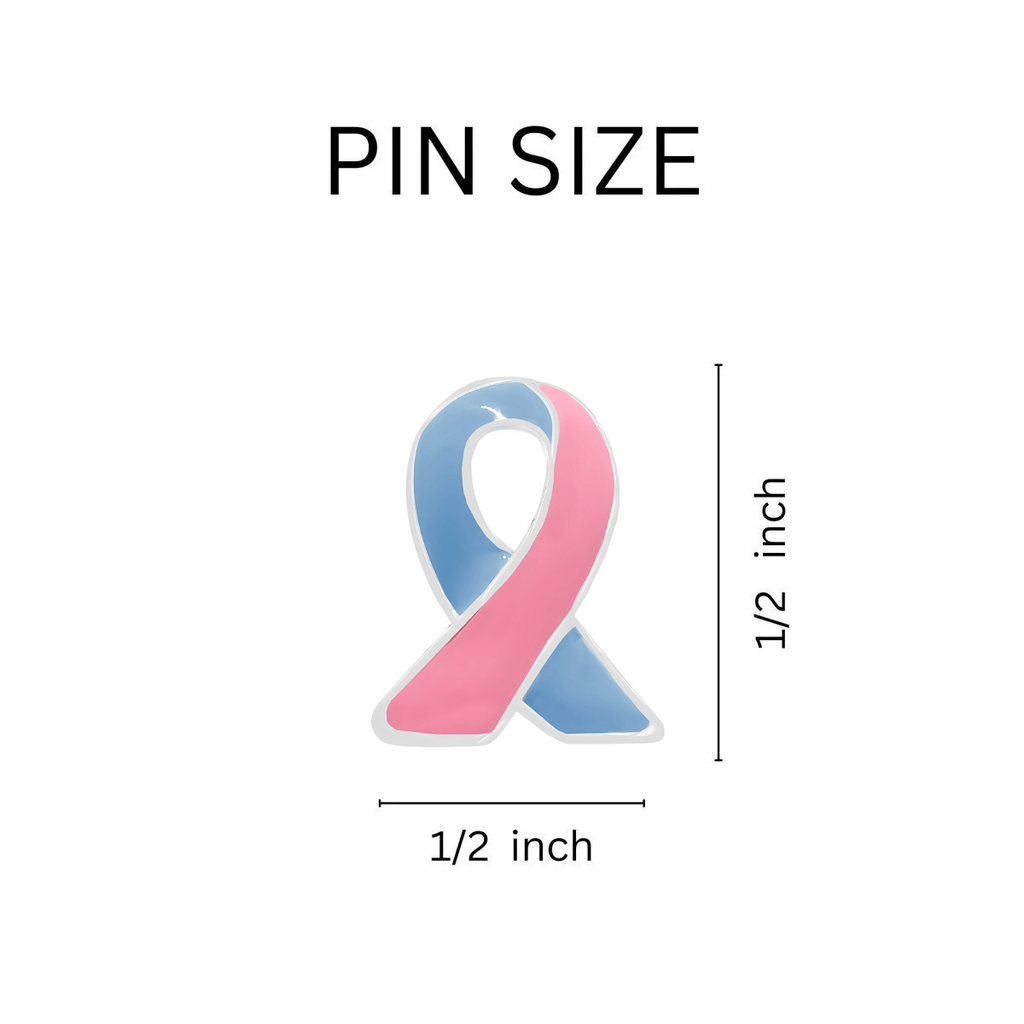 10/25/50/100 Small Pink & Blue Ribbon Lapel Pins