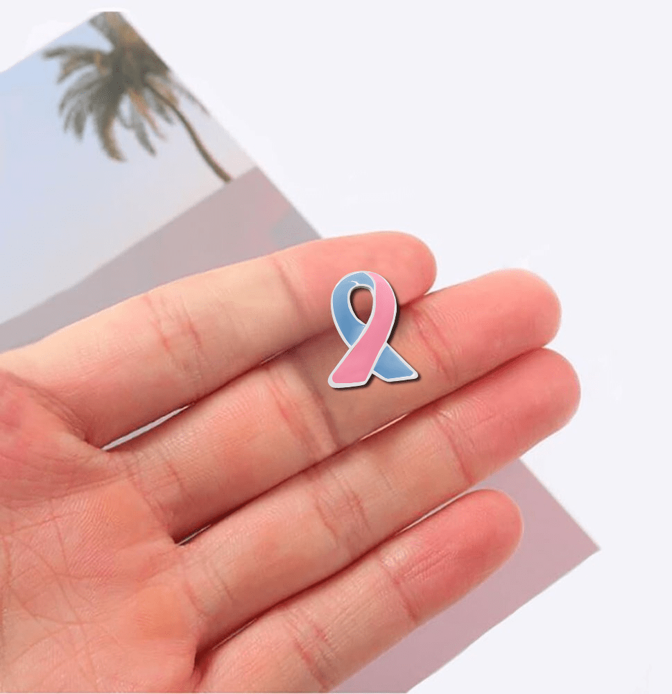 10/25/50/100 Small Pink & Blue Ribbon Lapel Pins