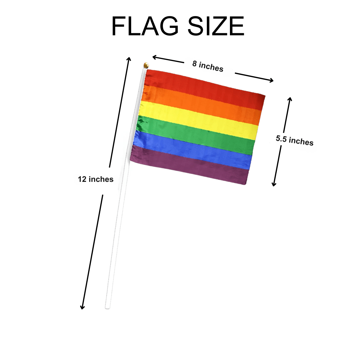 10/25/100/500 Bulk Small Rainbow Flags on a Stick