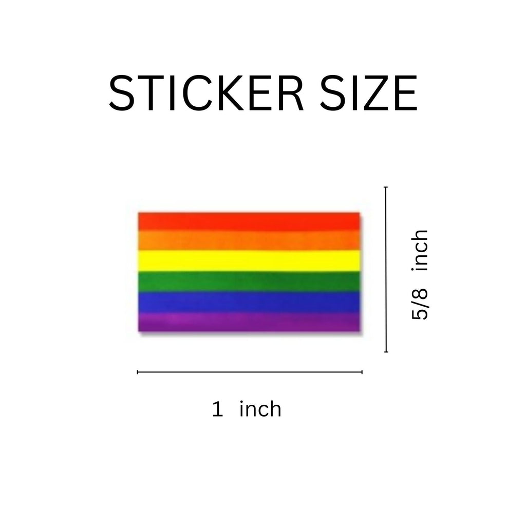 250 Small Rectangle Rainbow Flag Stickers (250 per Roll)