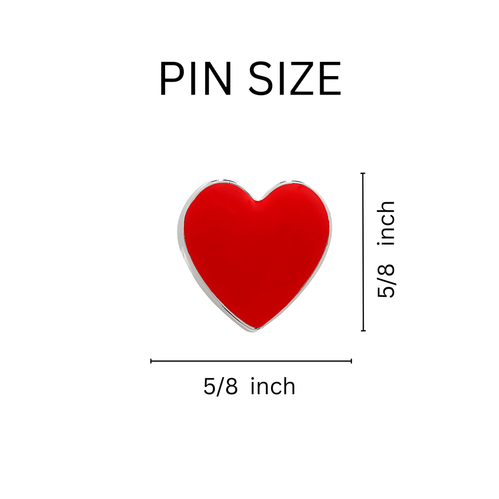 5/10/25/100 Bulk Small Red Heart Shaped Pins