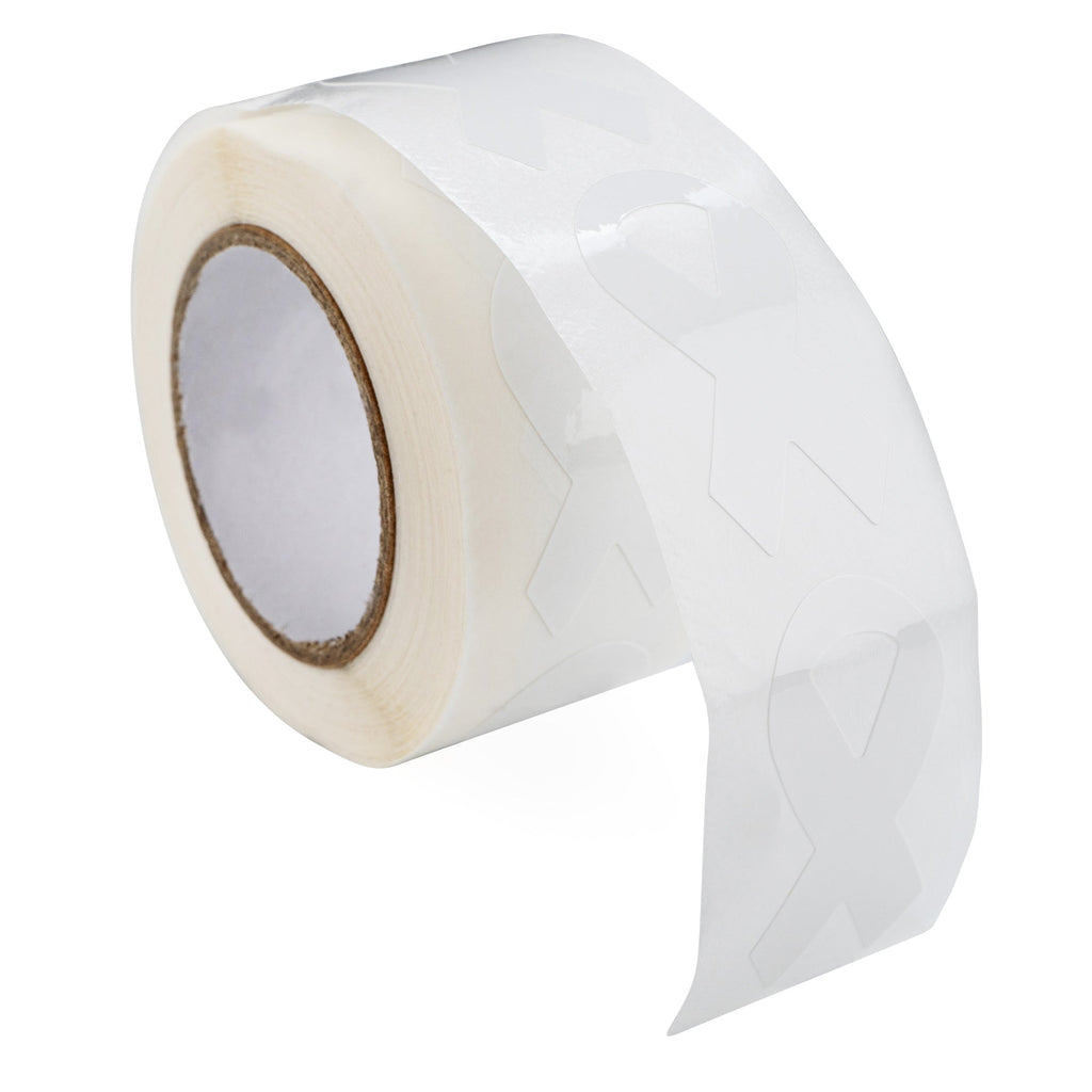 250 Small White Ribbon Stickers (250 per Roll)