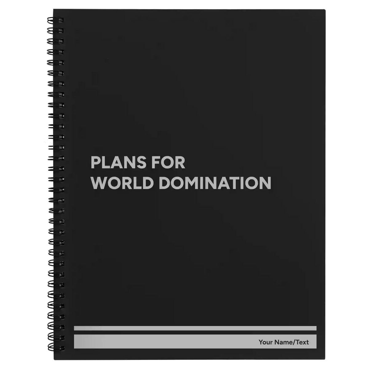 Personalized World Domination Spiral Notebook (large) | Black