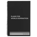 Personalized World Domination Spiral Notebook (small) | Black