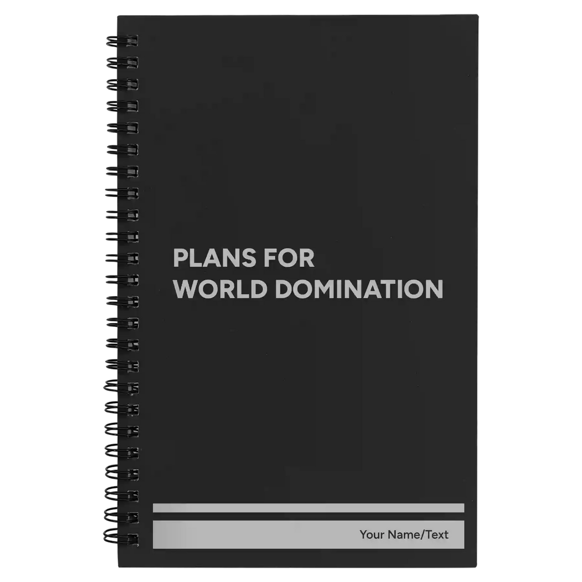 Personalized World Domination Spiral Notebook (small) | Black