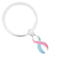 5/10/25/100 Bulk Split Style Pink & Blue Ribbon Key Chains