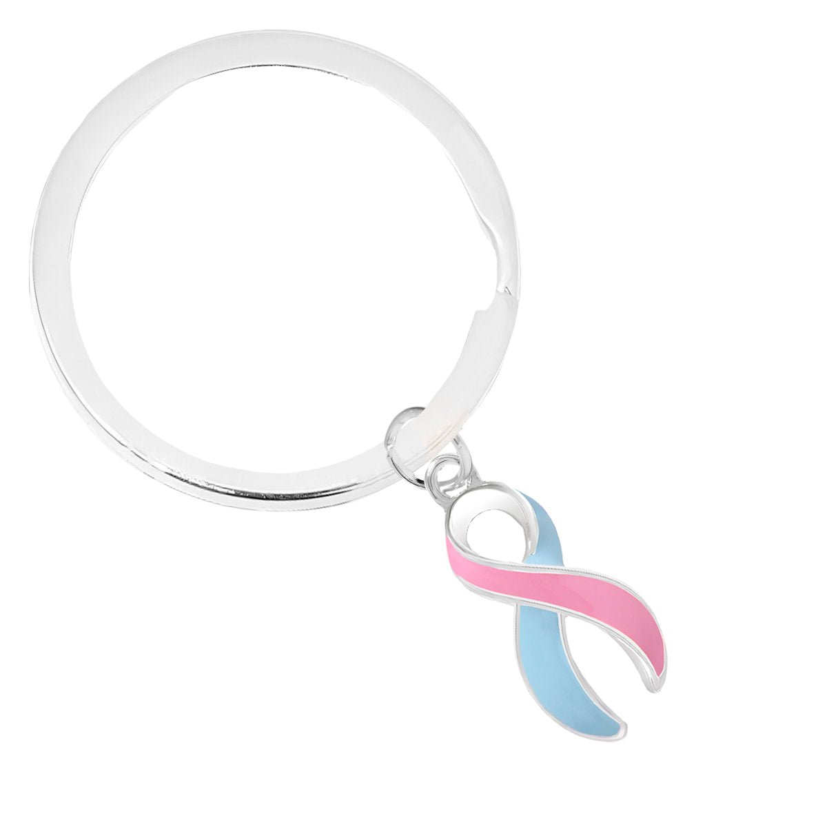 5/10/25/100 Bulk Split Style Pink & Blue Ribbon Key Chains