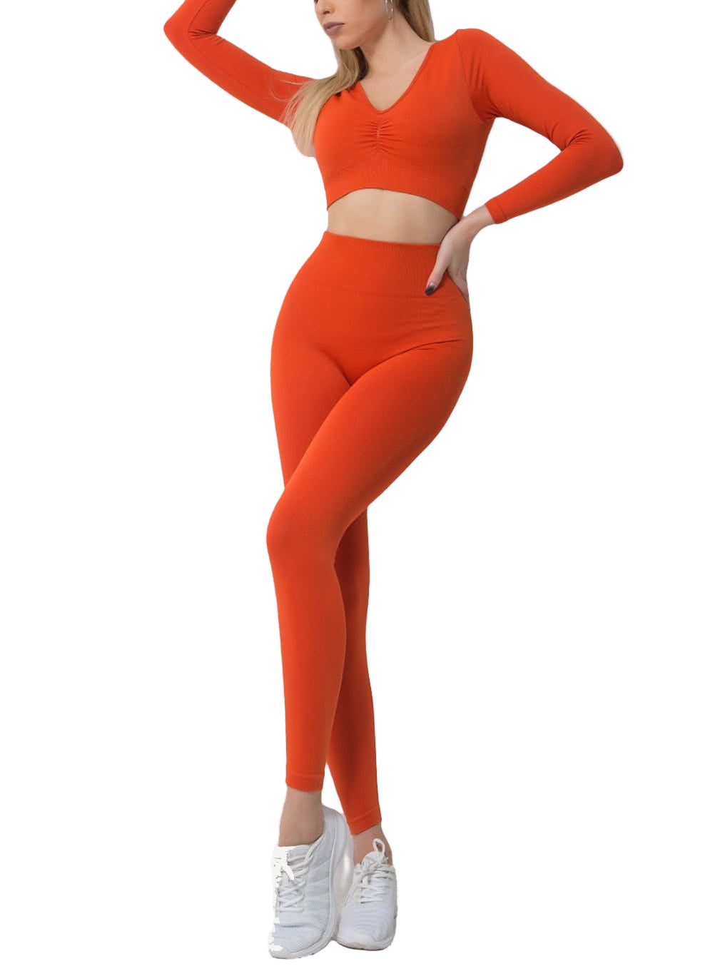 V-Neck Seamless Activewear Set (2-Piece)