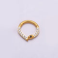 Titanium 10mm Micro Paved CZ Snake Single Septum Nose Piercing Clicker in Gold & Silver | BJ-00013 BJ-00014