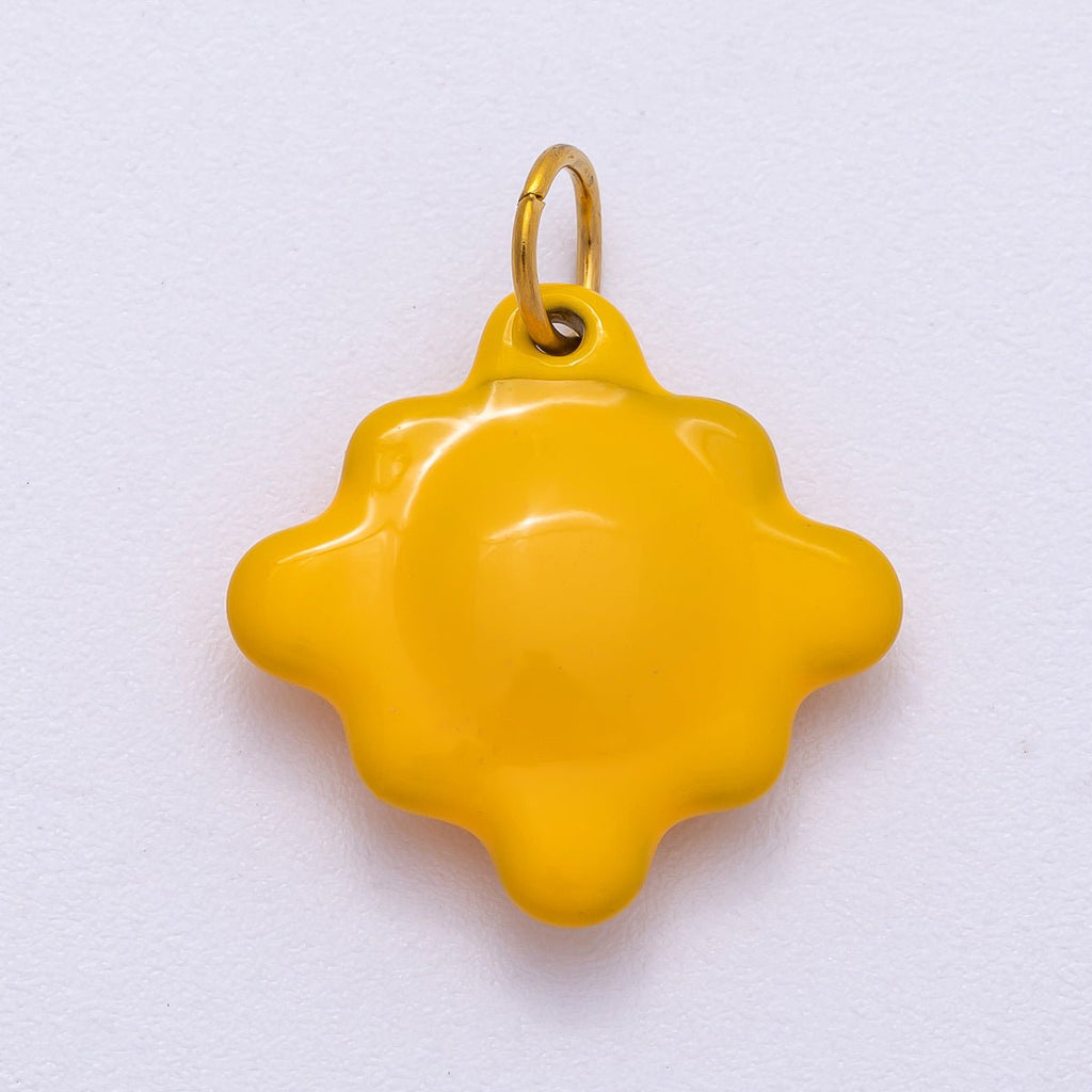 Stainless Steel 18mm Yellow Cheese Crackers Rhombus Enamel Charm | Charms-00501
