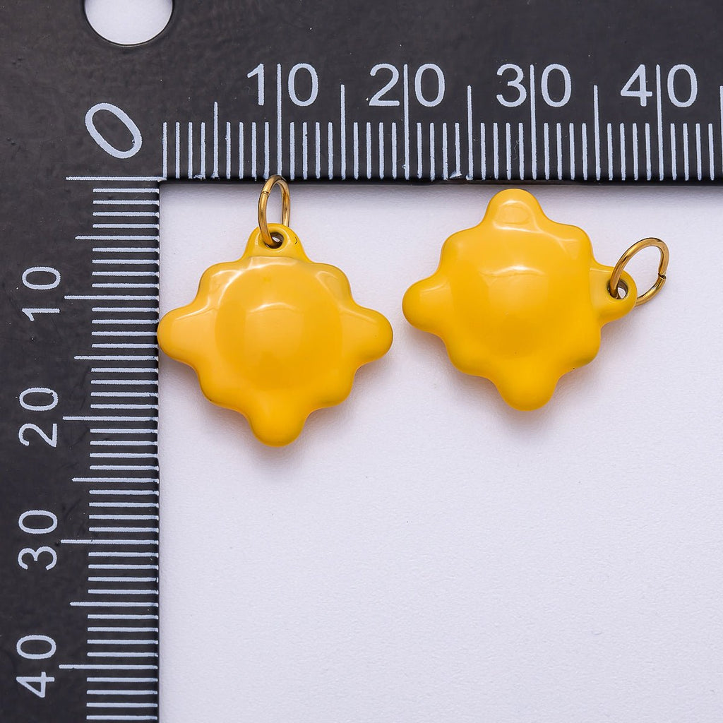 Stainless Steel 18mm Yellow Cheese Crackers Rhombus Enamel Charm | Charms-00501