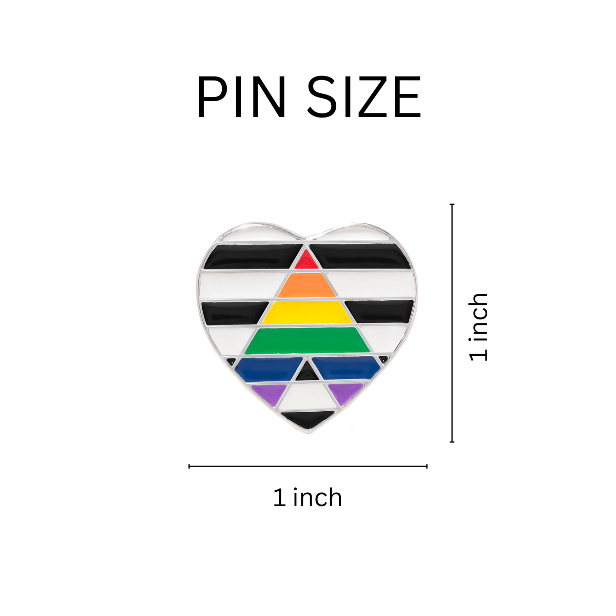 5/10/25/100 Straight Ally Flag Heart Pins