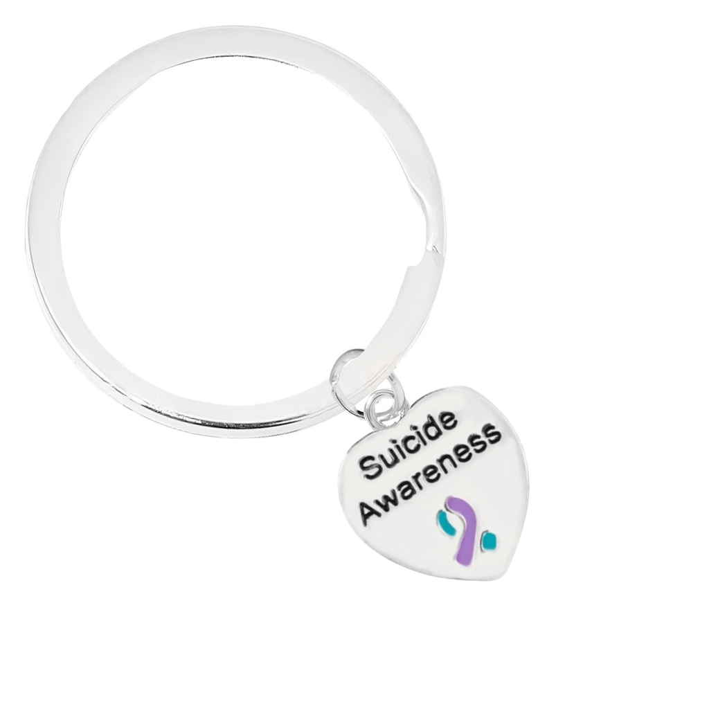 5/10/25/100 Bulk Suicide Awareness Heart Charm Split Style Key Chains