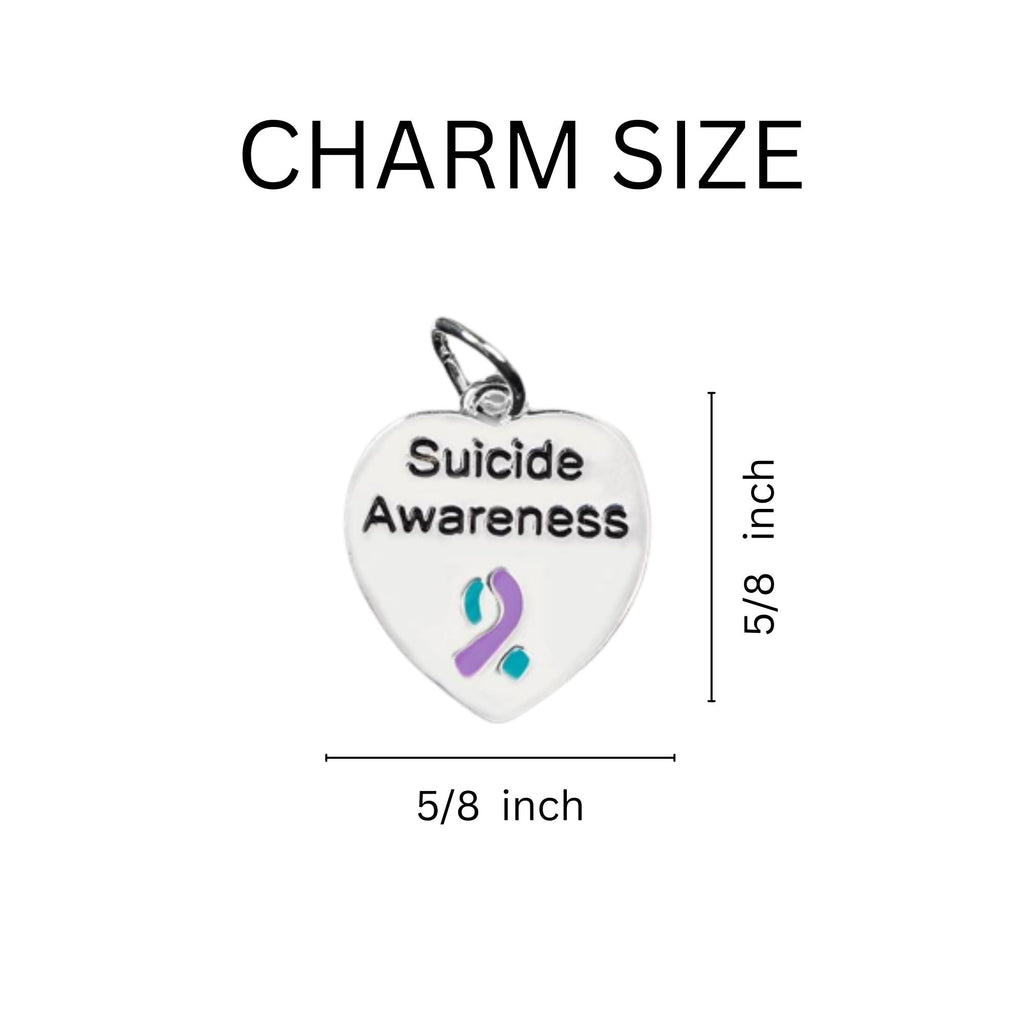 5/10/25/100 Bulk Suicide Awareness Heart Charm Split Style Key Chains