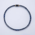 SUMMER 10mm Blue Woven Embroidered Fabric Cord 16.54 Inch Necklace | WA-03956