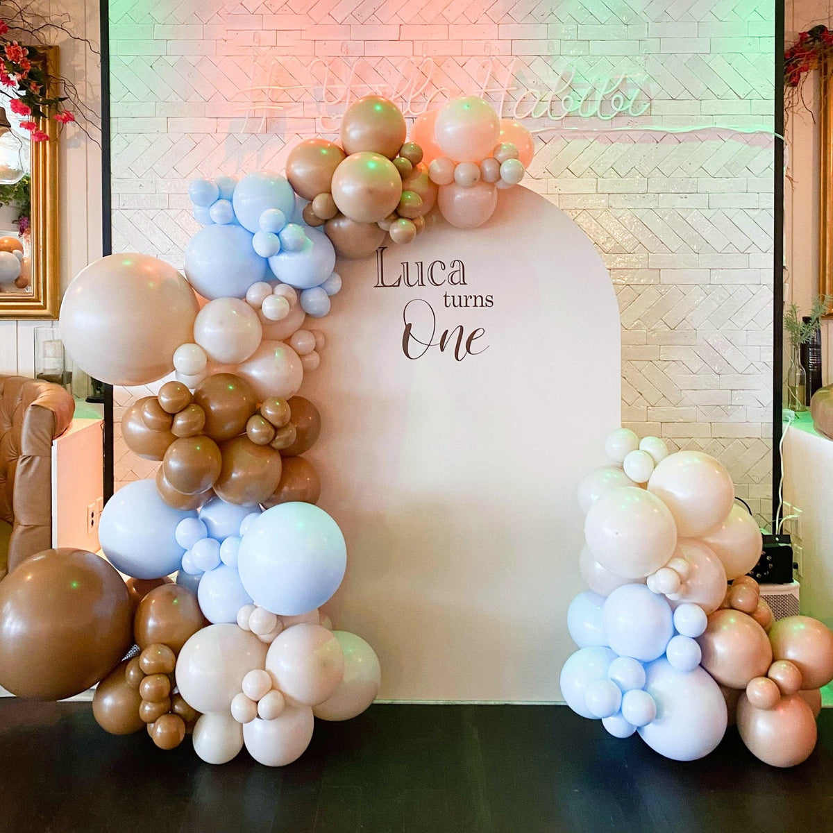 Teddy Bear Blue & Brown Balloon Garland Kit
