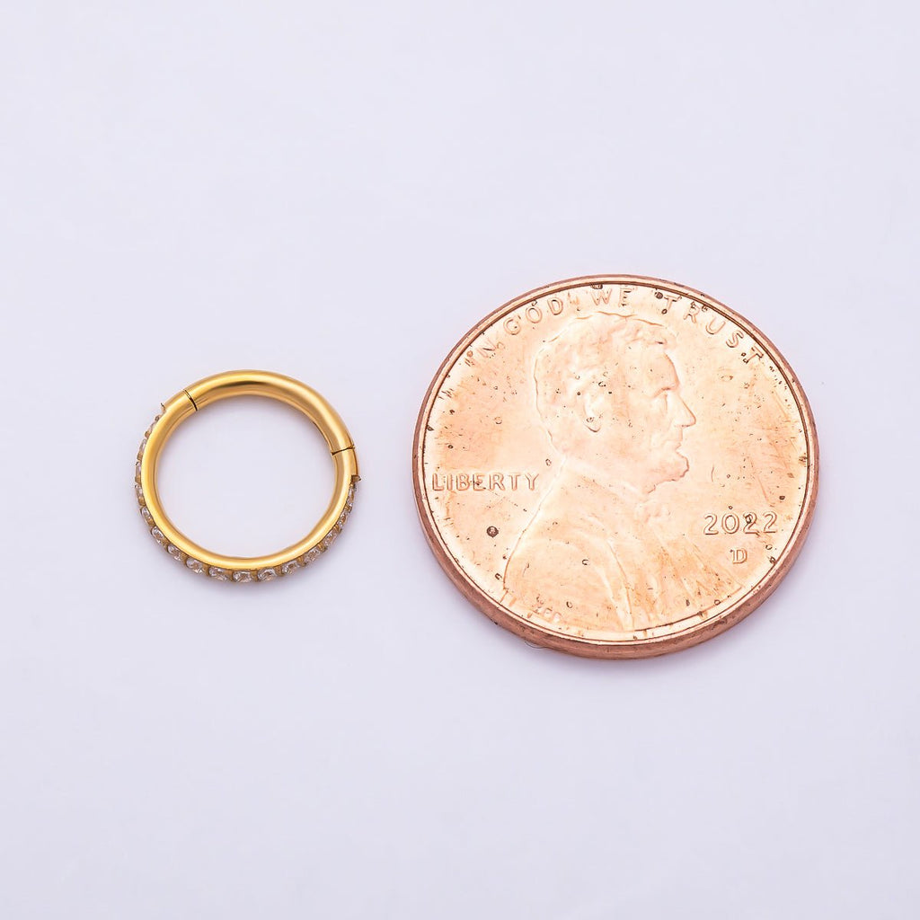 Titanium 10mm Micro Paved CZ Universal Cartilage Piercing Clicker | BJ-00244
