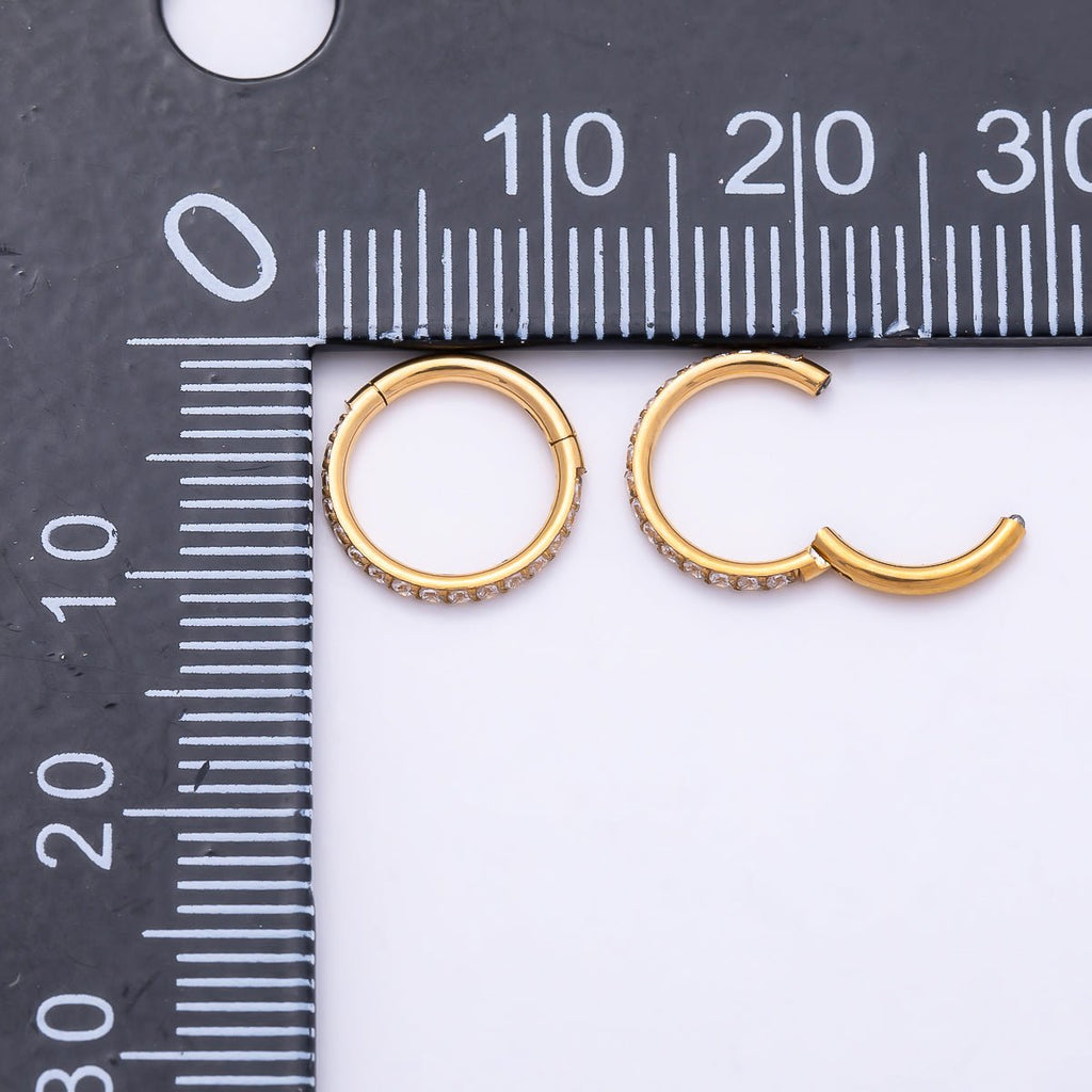 Titanium 10mm Micro Paved CZ Universal Cartilage Piercing Clicker | BJ-00244