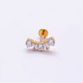 Titanium 5mm Clear CZ Round Baguette Curved Cartilage Piercing Flat Back Stud in Gold & Silver | BJ-00196 BJ-00197