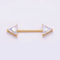 Titanium Clear CZ Triangle Nipple Barbell Piercing Body Jewelry in Gold & Silver | BJ-00102 BJ-00103