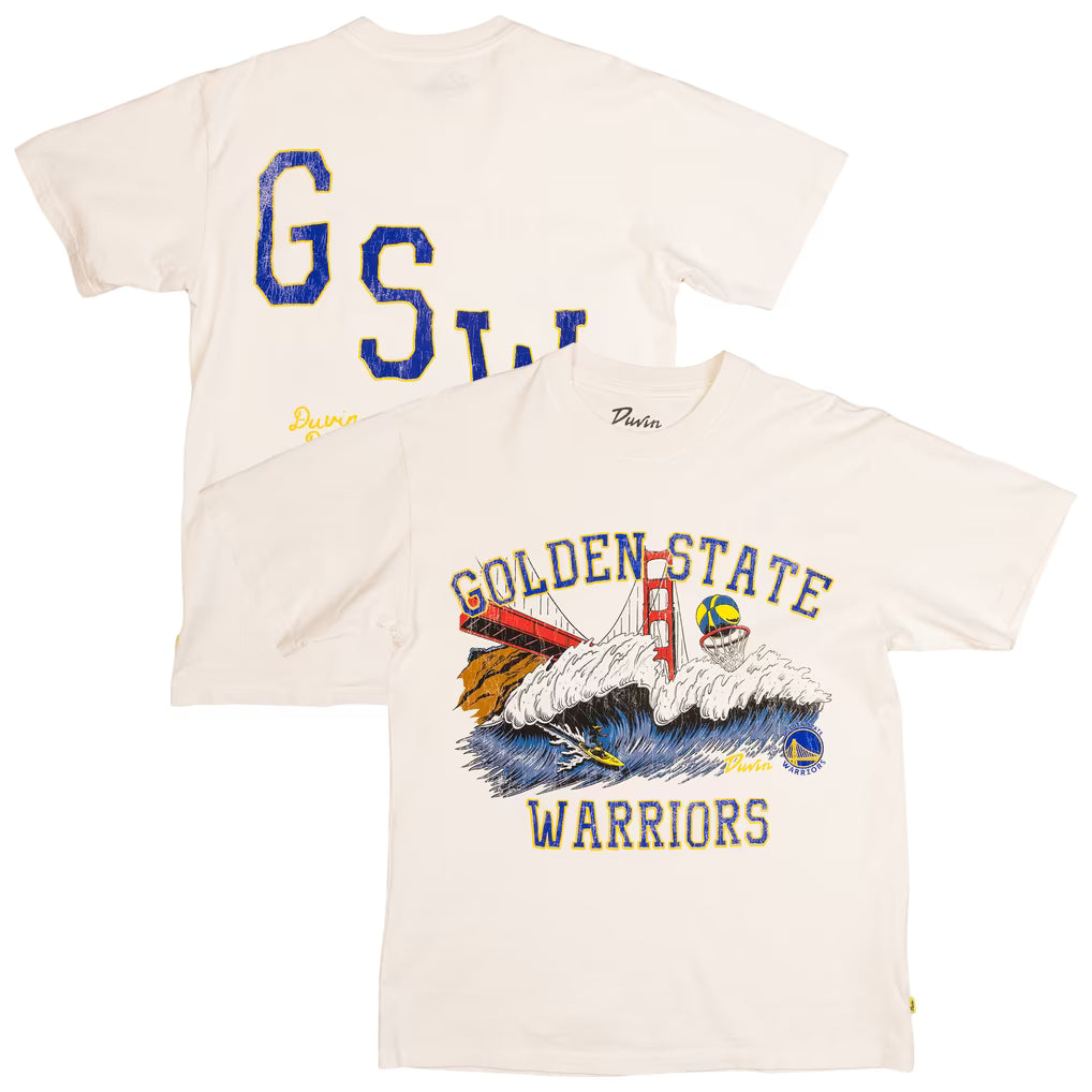 Unisex Duvin Designs Co. Cream Golden State Warriors League Of Leisure T-Shirt