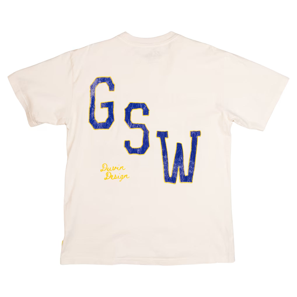 Unisex Duvin Designs Co. Cream Golden State Warriors League Of Leisure T-Shirt