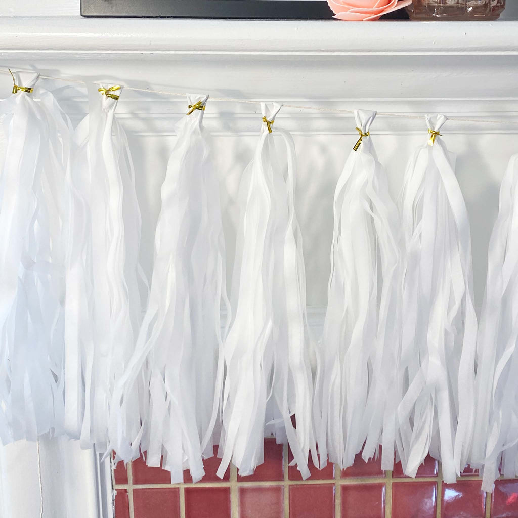 DIY White Tassel Tail Kit | Paper Fringe Garland & Balloon Decor