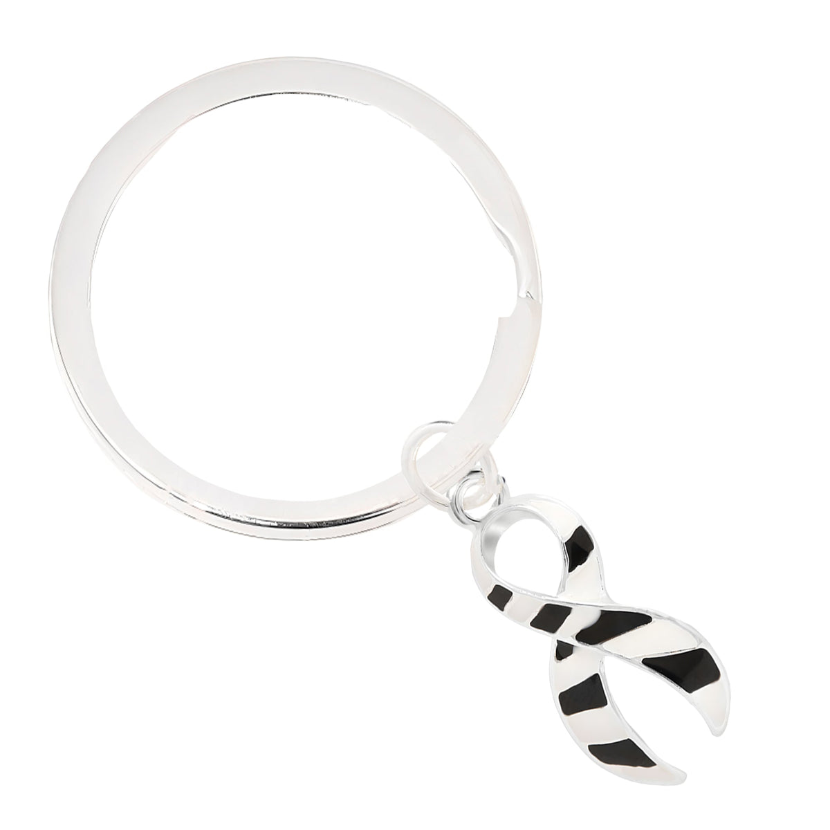 5/10/25/100 Bulk Zebra Ribbon Split Ring Keychains